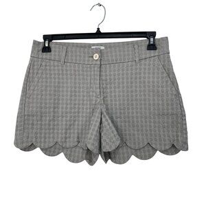 Crown & Ivy Shelvy Women Scalloped Hem Gray Polka Dot Chino Shorts Size 4